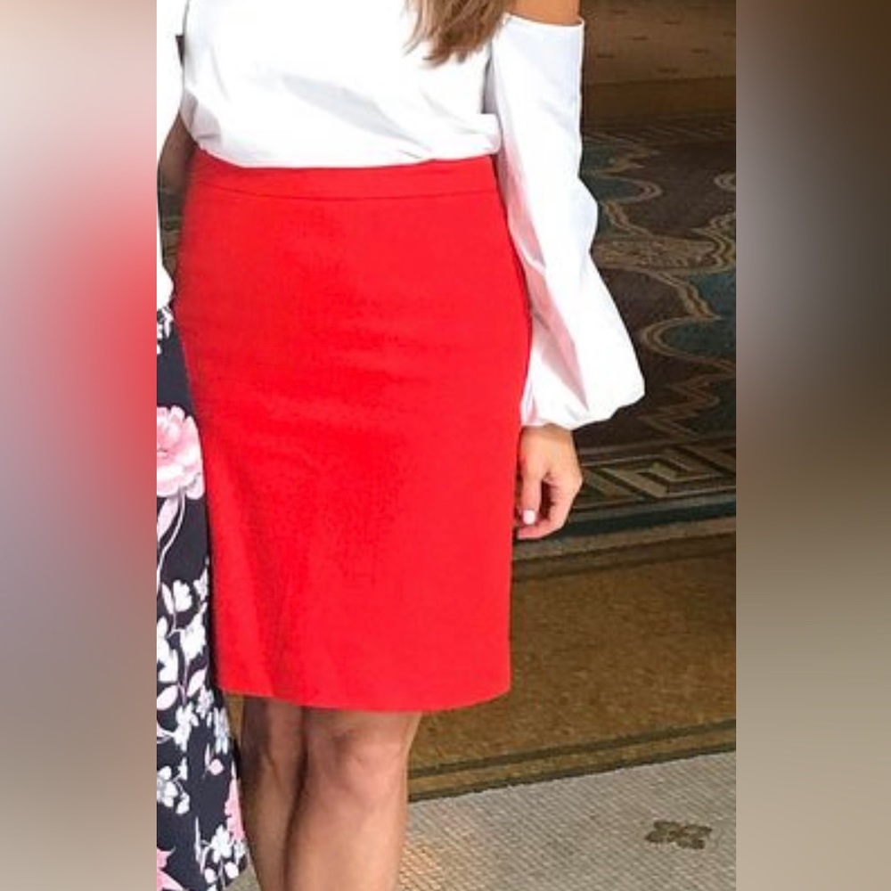 J crew wool red pencil skirt size 2